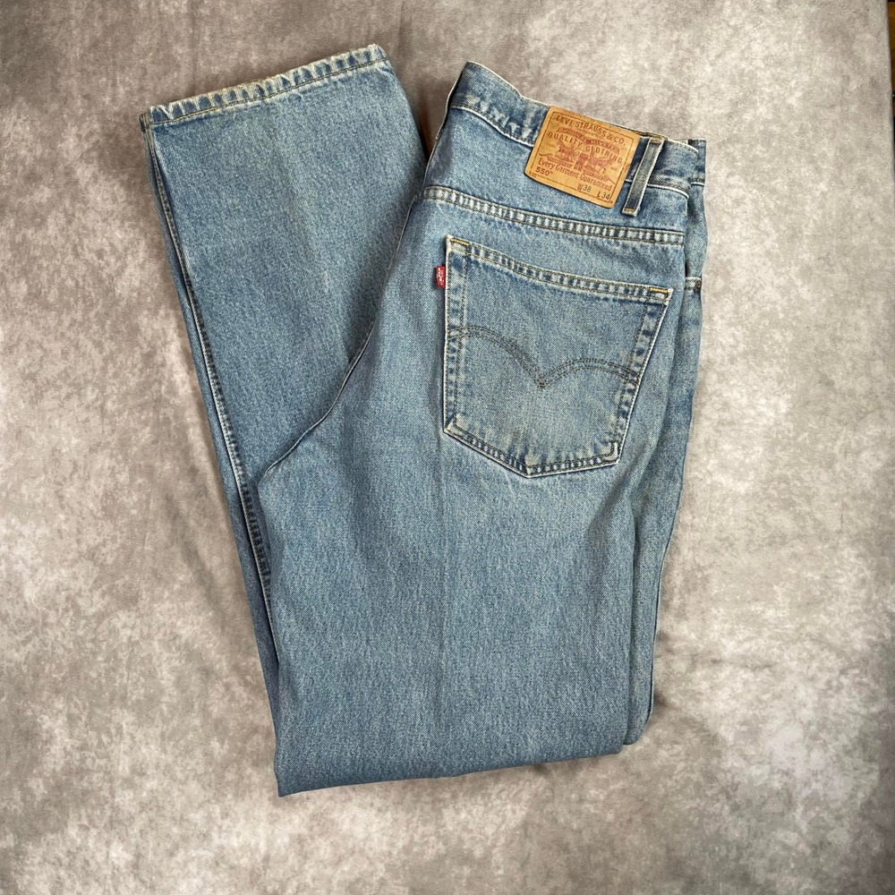 VTG Levis 550 Relaxed Fit Jeans Mens 38x34 Light Wash Blue Denim Tapered Leg